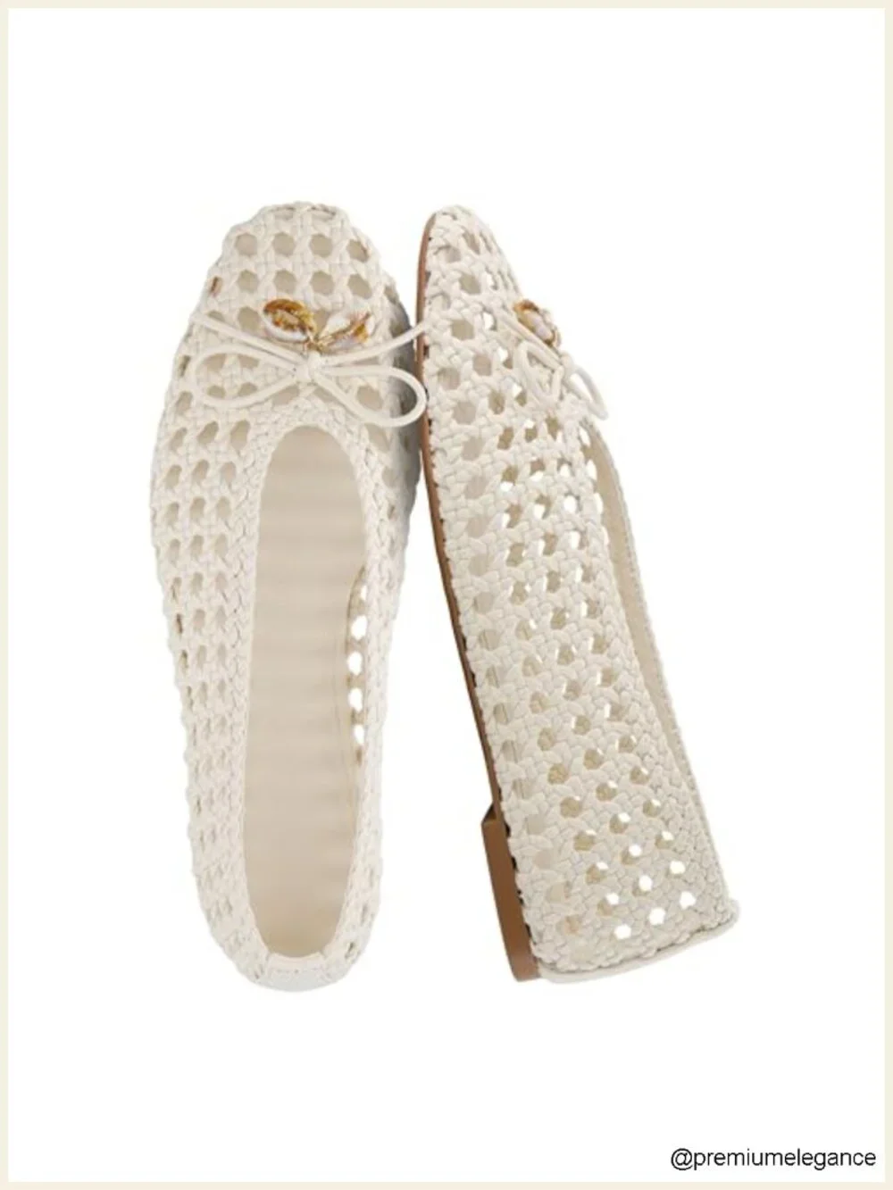 Hand Woven Ballet Flats, Pointed Toe Bow Detail, Memory Foam Cushioning, Slip-On